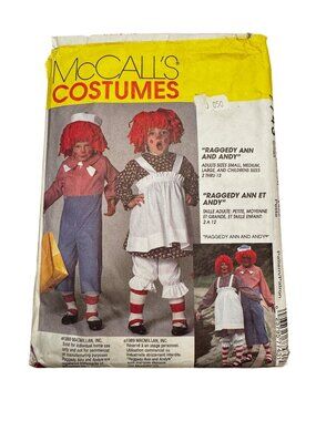 Vintage McCalls Raggedy Ann & Andy Costume Sewing Pattern Adult Child Cosplay